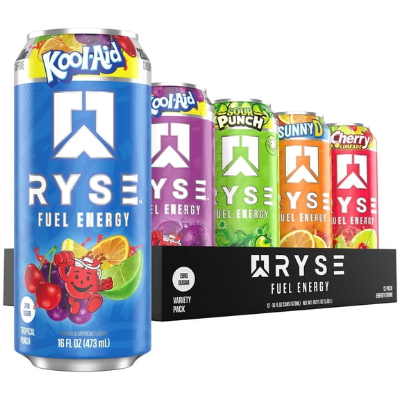 RYSE Fuel Energy Drink - Variety Pack - Sugar Free - 16 fl oz (12-Pack)