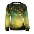 thumbnail image 7 of Landscape Butterfly Women's Floral Printed Sweatshirt Long Sleeve Crewneck Casual Loose Vintage Graphic Pullover Tops, 7 of 7