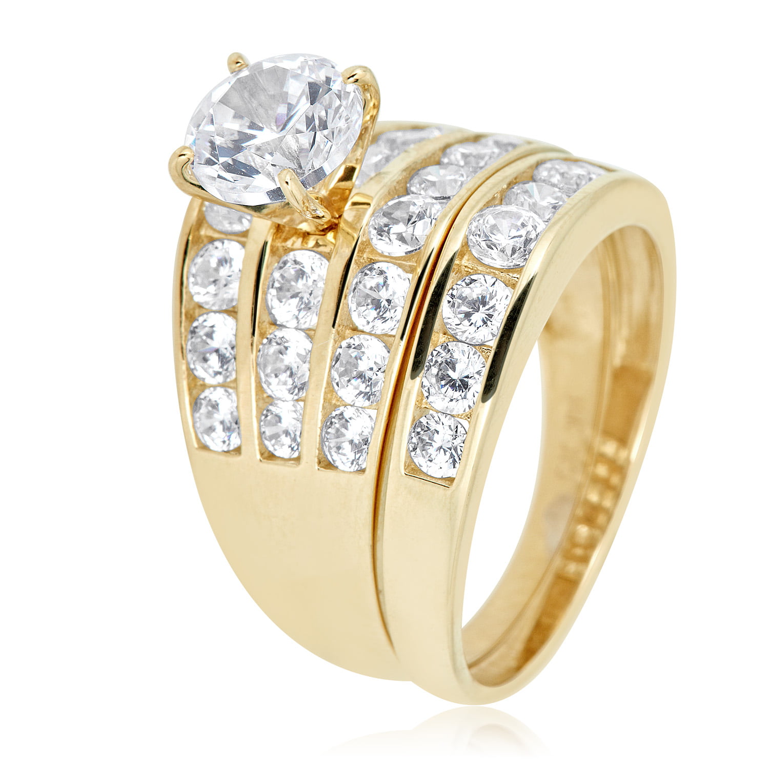Solid 14k Yellow Gold Solitaire round man made Diamond Engagement Ring 3 ct S7