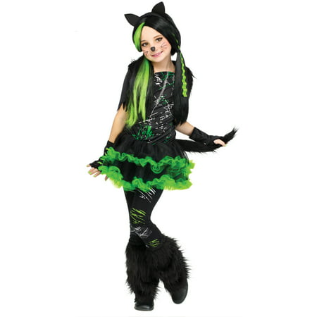Tween or Girls Kool Kat Costume: Girls Kitty Halloween Costume LG 12-14