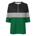 thumbnail image 5 of Inverlee Women's Color Block 3/4 Sleeve Tops Half Zip Casual Trendy V Neck Tees Daily Loose Fit Summer Blouses Army Green S, 5 of 5