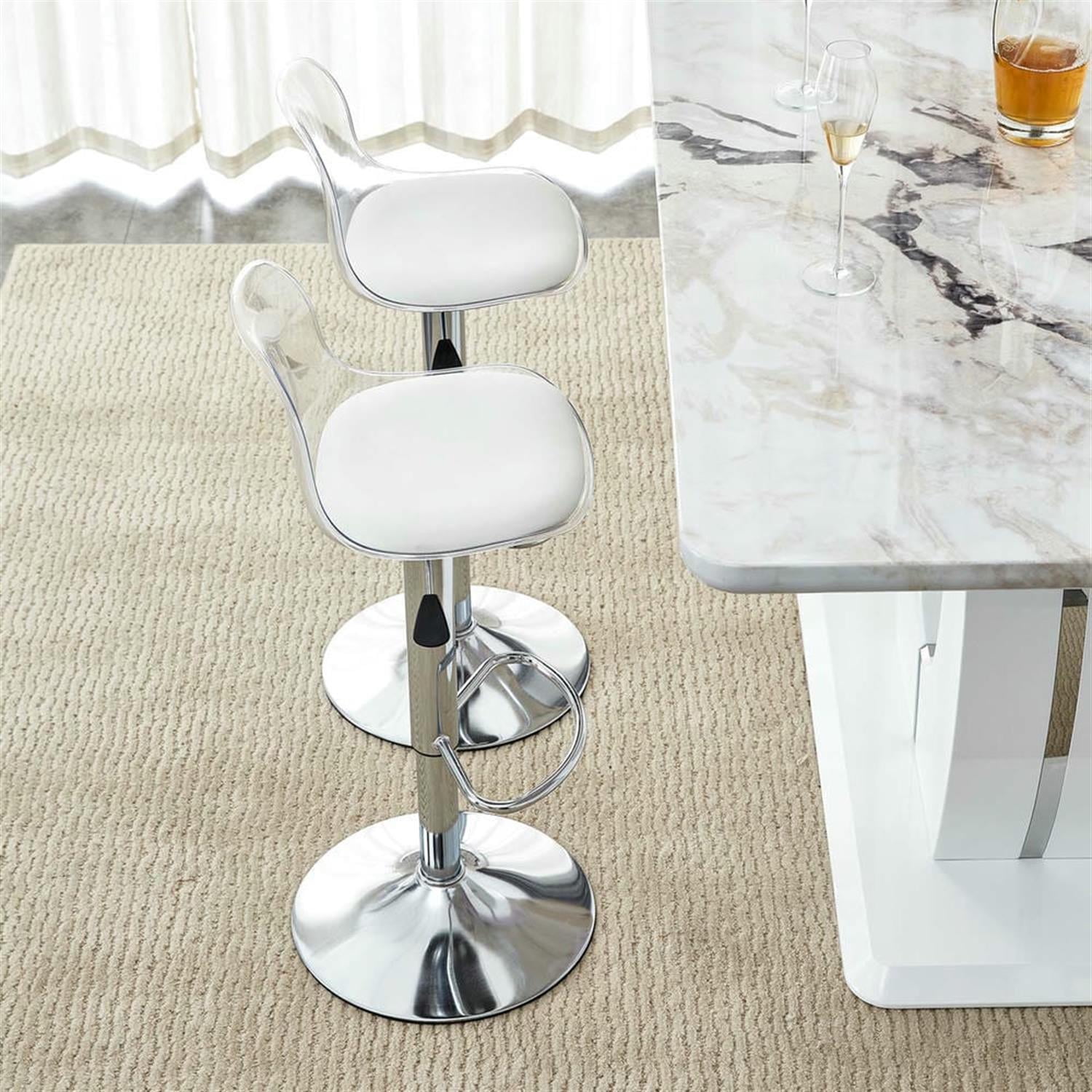 Demi Bonn 39" Adjust Counter Height Bar Stools Set of 2, Swivel Barstools with Back, Kitchen Island Countertop Chairs for Dining Room, White
