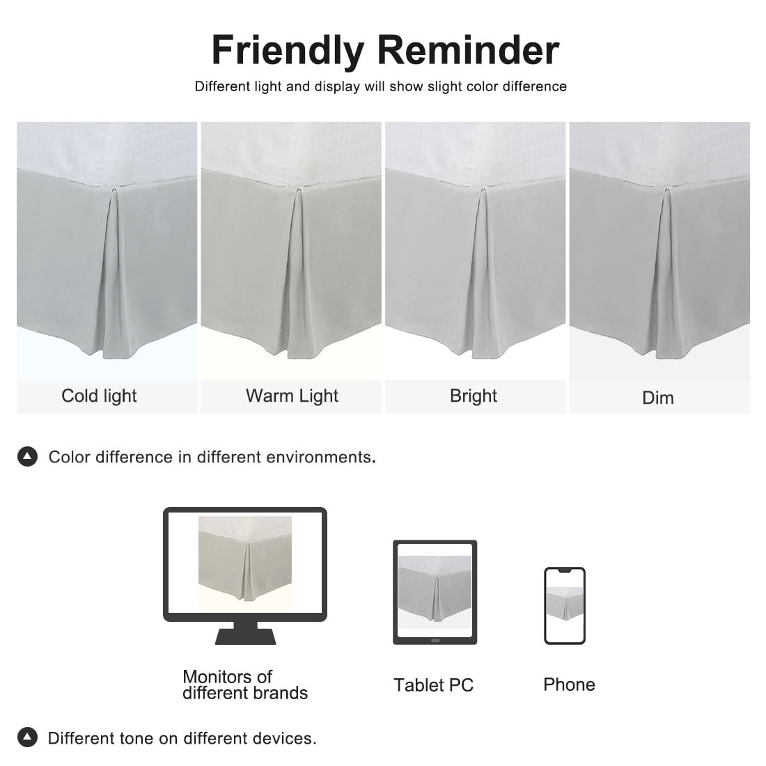 Unique Bargains 16" Drop Pleated Brushed Bed Skirt Queen Light Gray