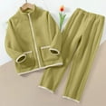 thumbnail image 5 of Placlothes Girls Green Fleece 2-Piece Set (Jacket + Pants) - 4-14 Years, Warm Cozy Fall Winter Outfit, Sizes 110-170, with Raglan Sleeve & Elastic Waist for Cold Weather,Size 11 T, 5 of 6