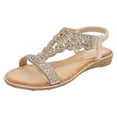 thumbnail image 1 of asddcavvf Ladies Summer Fashion Rhinestone Bohemian Slope Heel Hollow Solid Colour Soft Flat Bottom, 1 of 6