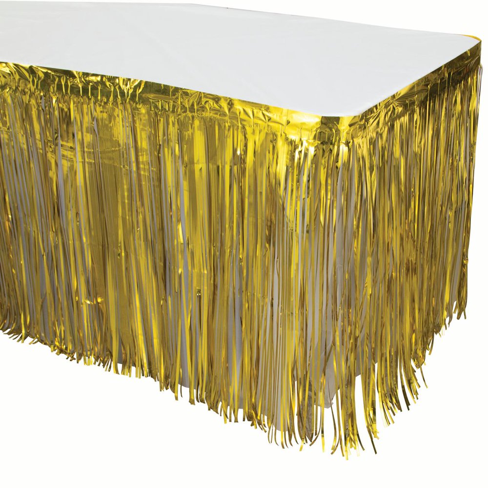 Way to Celebrate Gold Foil Fringe Table Skirt
