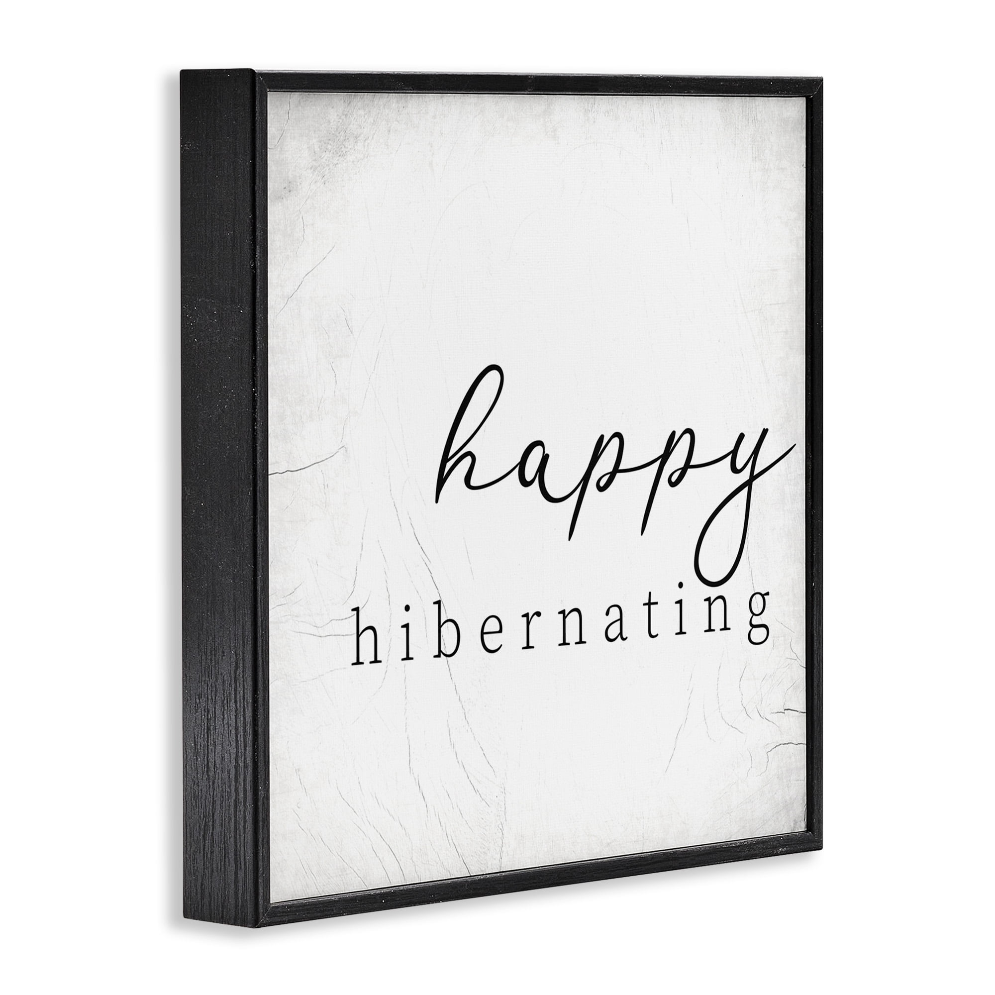 Stupell Industries Happy Hibernating Rustic Winter Typography Painting Black Framed Art Print Wall Art, 17 x 17
