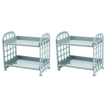 NEW 2X Storage Shelves,Plastic Small Shelves - 2 Tier Shelf Shelving,Kitchen Bathroom Organizer(Nordic Blue)