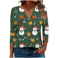 thumbnail image 2 of Craaazy Christmas Shirts for Women V-Neck 3/4 Sleeve Casual Fall Winter Christmas Tops Gifts, 2 of 5