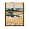thumbnail image 3 of Stupell Industries Travel Charming Rhode Island Seaside Lighthouse Beacon Graphic Art Metallic Gold Floating Framed Canvas Print Wall Art, Design by David Owens Illustration, 3 of 5