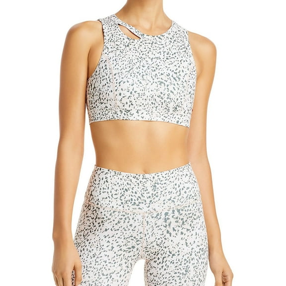 n:philanthropy Womens Novella Cheetah Print Sports Bra, Beige, Large