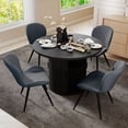 thumbnail image 2 of Hawsaiy 5-Piece Dining Table Set for 4, 47" Round Dining Table Set with 4 Upholstered Dining Chairs, Modern Farmhouse Table Set for Dining Room (Black+Dark Gray), 2 of 9