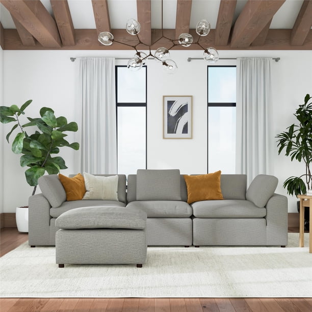Cortney's Collection York 3 Seat Sofa and Ottoman Set, Urban Steel Cortney's Collection York 3 Seat Sofa and Ottoman Set, Urban Steel