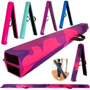 6 FT / 8 FT / 9 FT Folding Gymnastics Beam Foam Balance Floor Beam - Extra Firm - Suede Cover - Anti Slip Bottom with Carry Bag for Kids/Adults Home Use