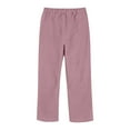 thumbnail image 5 of FUNUONY Women's Linen Cropped Pants Ankle Capris Straight Leg Trousers Fashionable Casual Buttons with Pockets Cotton and Linen Loose Trousers Cropped Trousers Striped Cotton and Linen Pants Red L, 5 of 9