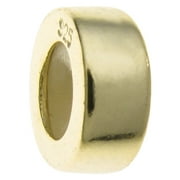 Queenberry Sterling Silver Gold-tone Round Stopper with Rubber Bead Charm Fits Pandora