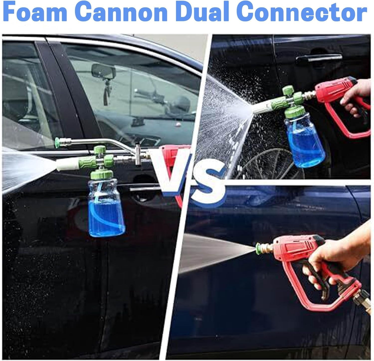 2-in-1 High Pressure Car Washer Nozzle Set, 5 PCS Pressure Washer Sprayer Tips, Quick Connect Foam Cannon, Adjustable Foam Flow for Car Pool Patio Toilet Outdoor Cleaning(k)