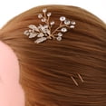 thumbnail image 3 of 3 Pinzas de Pelo de Color Dorado Diamante de Imitación Hojas para Boda Diadema de Novia Sunnimix Crystal Leaves Hair Pin, 3 of 8