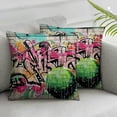 thumbnail image 3 of Brick Wall Throw Pillow Cushion Cover, Graffiti on Wall Urban Street Art with Spray Paint Tagger Underground Theme, Decorative Square Accent Pillow Case, Soft Red 1 Set 2, Various Sizes, 3 of 7