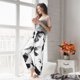 thumbnail image 5 of Balery Monochrome Flying Ravens Pantalones de pijama para mujer, pijamas ultraligeros, pantalones de estar por casa-X-Large, 5 of 6