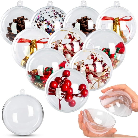 GoXteam 10 Pack 3.15inch Clear Plastic Fillable Ornaments Ball, for Christmas, Wedding, Party, Home Decor