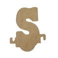 thumbnail image 1 of 7" Wooden Letter S Unfinished, Train Font, Craft Cutout 1/4" Thick, 1 of 2