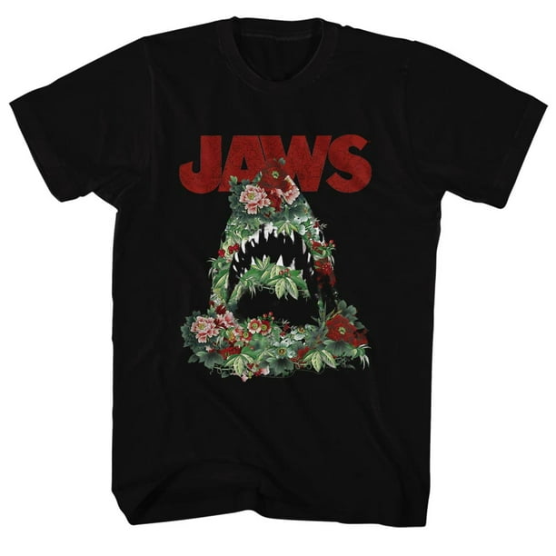 Jaws Floral Shark Black Adult T Shirt Walmart