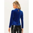 thumbnail image 4 of DARING DIVA Women's Mesh Panel Swiss Dot V-Cut Neck Patchwork Top L Royal Blue, 4 of 6
