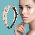 thumbnail image 2 of Unique Bargains 1 Pc Grace Floral Pattern Wide Cross Knot Headbands for Women Beige, 2 of 6