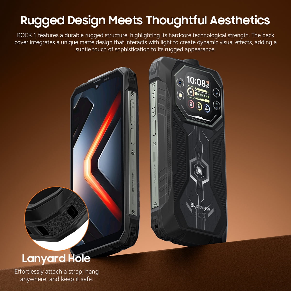 Blackview Rock 1 Android 16 Outdoor Mobile Phone without Contract 4G, 24GB + 256GB, 15000mAh Outdoor Smartphone, 6.56 Inch HD+ Dual Pantalla, 20MP + 16MP, IP68 Waterproof Construction Site Mobile