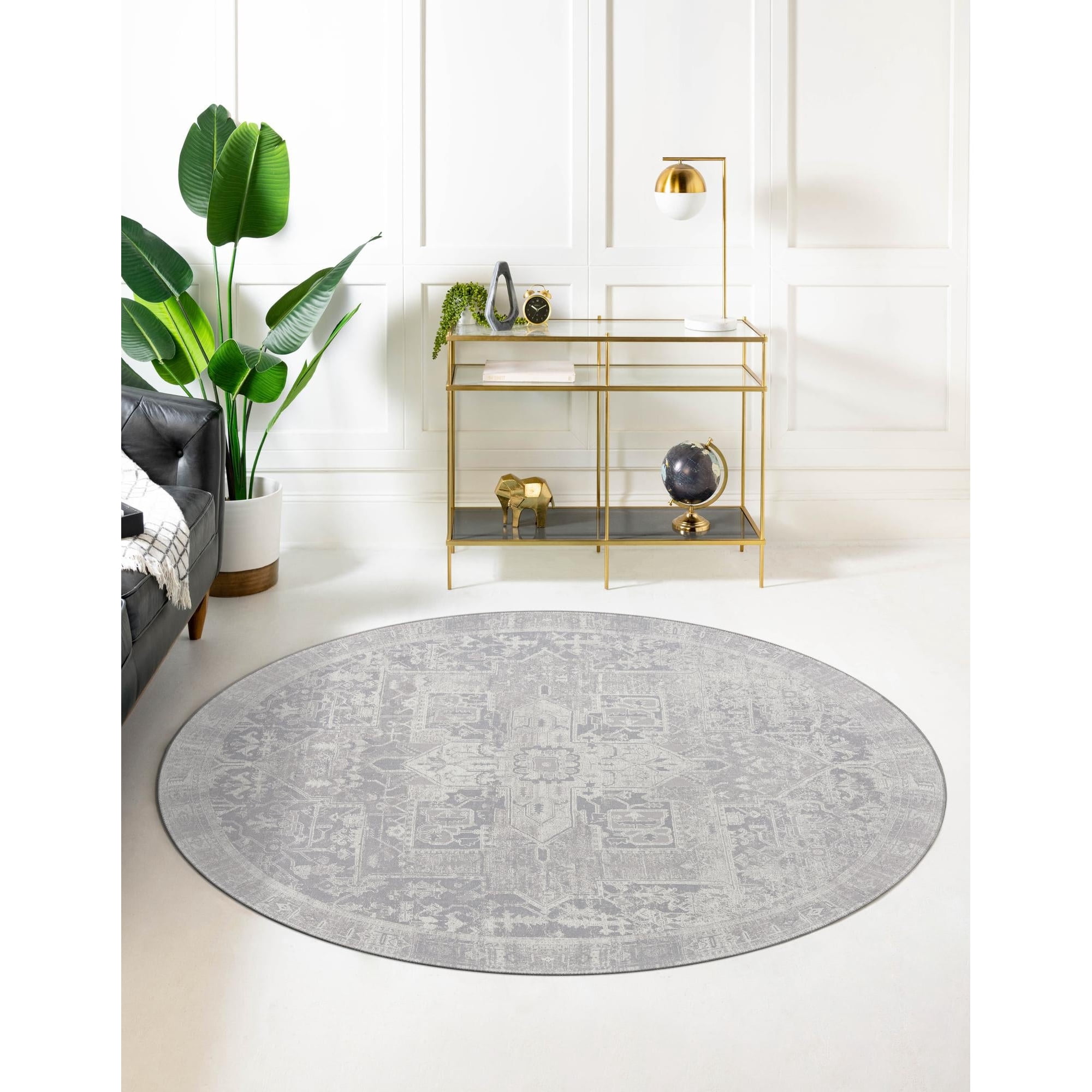 Unique Loom Timeless Collection Area Rug - Peter (3 6 Round Gray/Ivory)