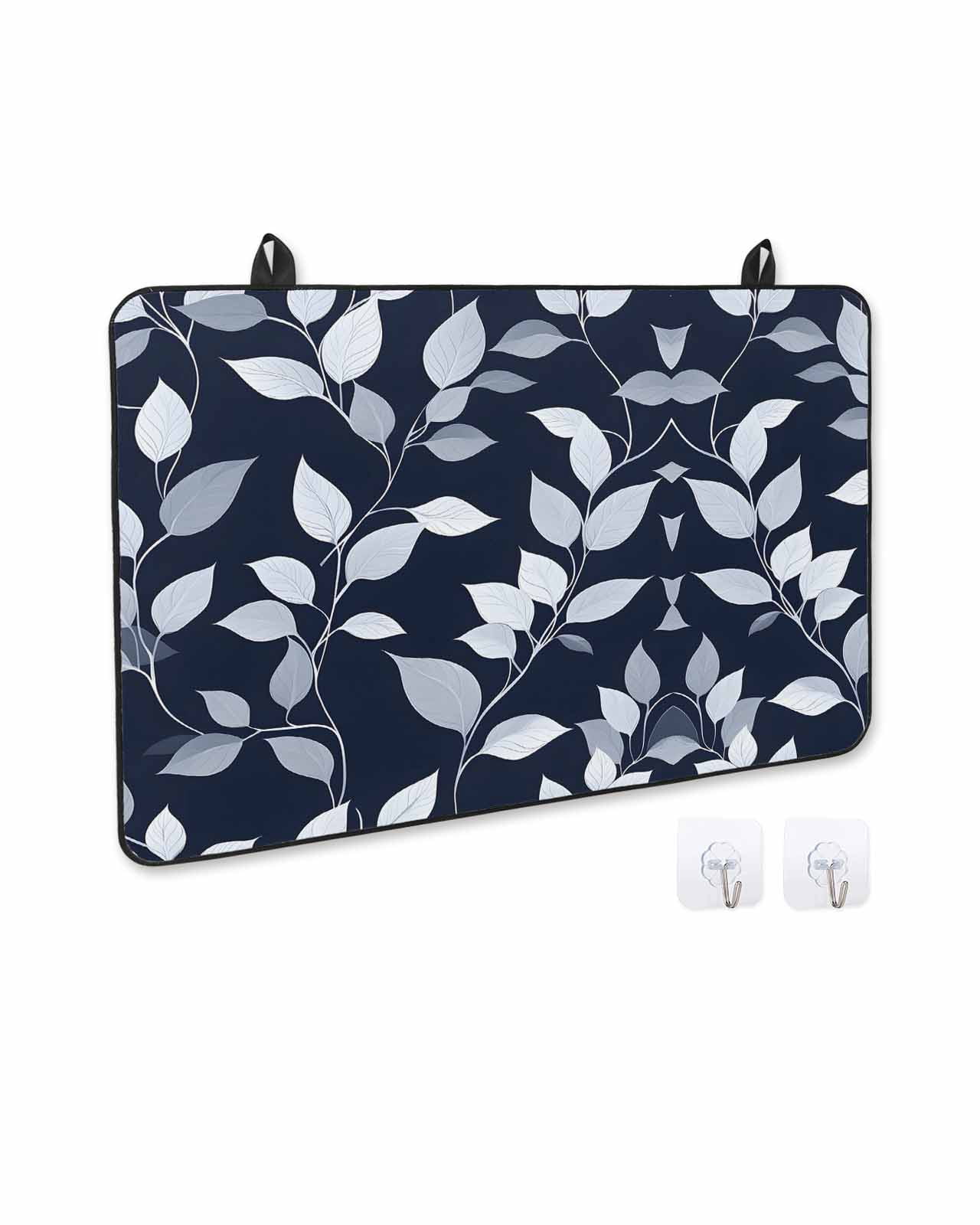 nqOlkjepod Large Induction Cooktop Protector Mat 36"x21", Blue White Eucalyptus Stove Top Covers for Electric Stove, Spring Summer Watercolor Leaf Stove Burner Cover Mats, Glass Top Stove Cover