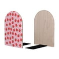 thumbnail image 2 of KLL Hand Drawn Strawberry Print Wood Book Ends for Shelves,1 Pair Wood Bookends Book Holder Stand Decorative, Book Stoppers for Heavy Duty Books CD File Video Games, 2 of 8