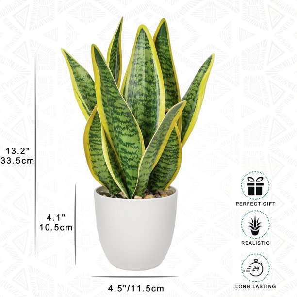 13" Artificial Snake Plant Potted Faux Sansevieria Trifasciata Plants  Tropical Fake Plants in White Pots Outdoor Home Decor - Walmart Business  Supplies