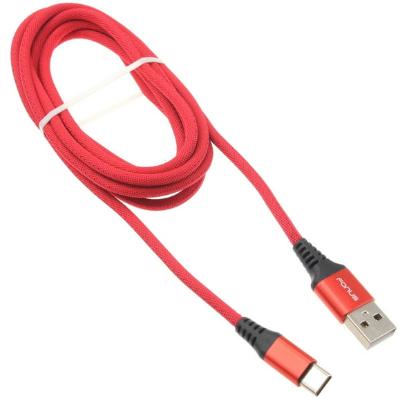 Type-C Red 10ft USB-C Cable for Galaxy A30s/A10e/A02s - Charger Cord Power Wire Long Braided O3L Compatible With Samsung Galaxy A30s/A10e/A02s