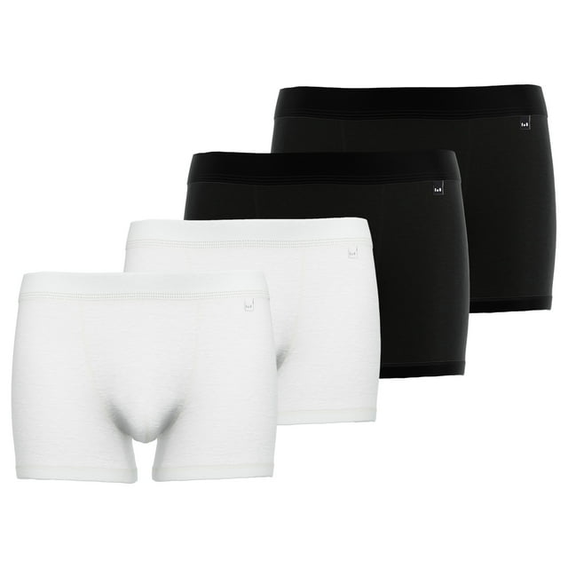 GÖTZBURG calzoncillos bóxer para hombre, pack de 4 - X-lastic, ropa interior, pantalón, logotipo, color liso Blanco/negro XXL (2X-Large)