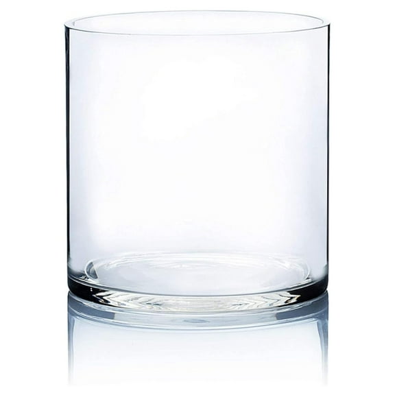 WGV Cylinder Vase, Width 7", Height 7", Clear Wide Large Diameter Flower Glassware, Floral Container, Planter Terrarium for Wedding Party Event, Home Accent Decor, 1 Piece