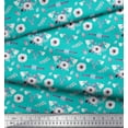 thumbnail image 2 of Soimoi Green Cotton Duck Fabric Hammer & Anemone Floral Printed Fabric 1 Yard 44 Inch Wide, 2 of 3