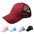 thumbnail image 4 of Flmtop Summer Solid Color Ponytail Baseball Cap Adjustable Anti UV Mesh Peaked Hat, 4 of 7