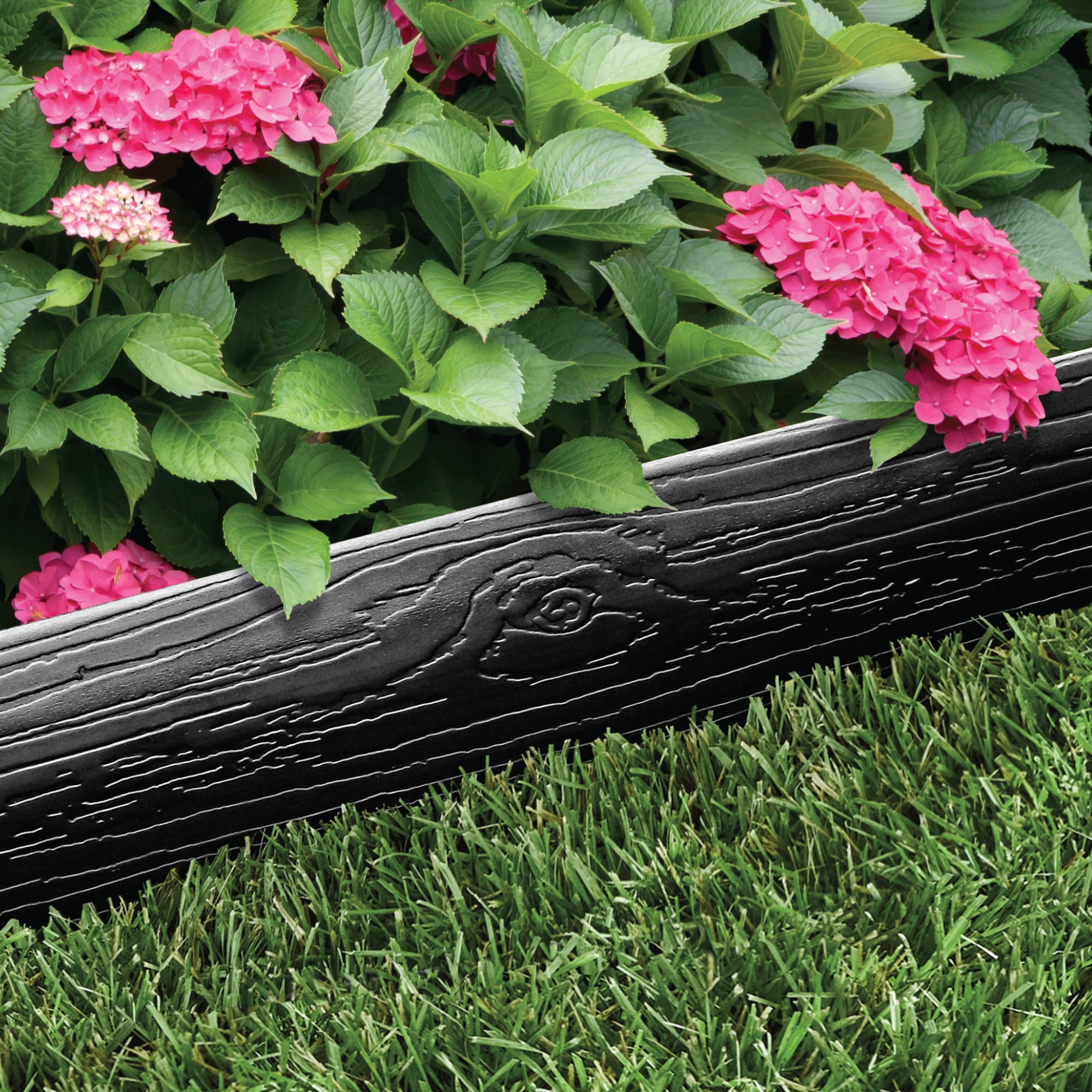 Master Mark Terrace Board 5-Inch x 20-Ft Plastic Garden Edging Border, Black Wood Grain, Flexible & Durable, Includes 5 Anchoring Stakes, Made in USA - Ideal for Landscape Edging & Garden Fence