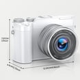 thumbnail image 2 of 5K Digital Camera, 64MP Vlogging Camera for YouTube with 6X Optical Zoom, Autofocus & Anti-Shake, Dual-Lens, 64GB Card & Flash, 2 Batteries（White）, 2 of 6