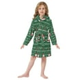 thumbnail image 6 of FORMRS Niños Bathrobe Unisex Hooded Robe Soft Plush Pajamas Sleepwear, Size 10-12T, Green Christmas Trees, 6 of 7