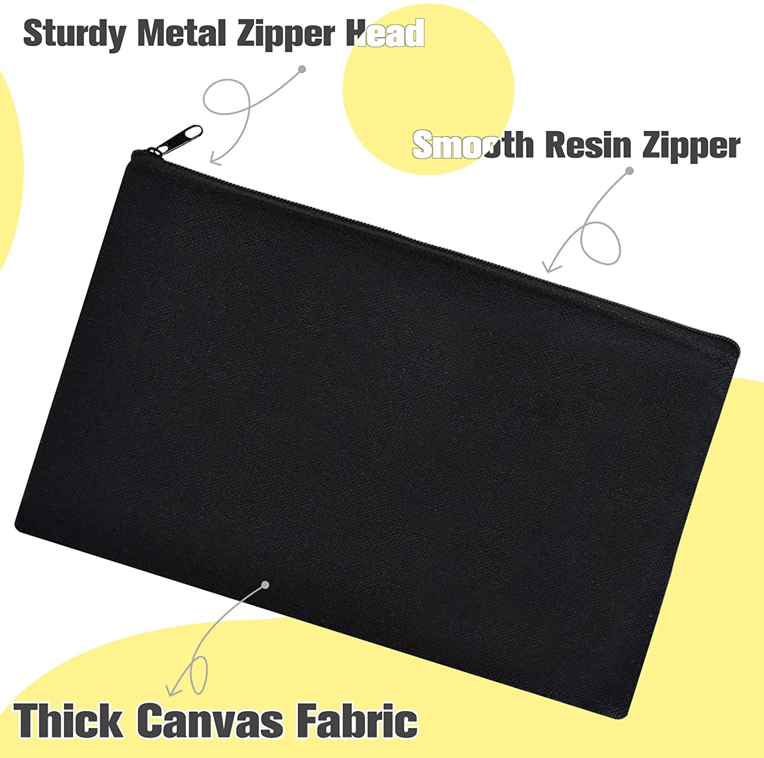 Black Friday 2023 Blank Canvas Zipper Pouch For Diy Craftcanvas Makeup Bags  With Colored Zipper In Canvas Cosmetic Bag Multi-purpose Travel Bags Pen