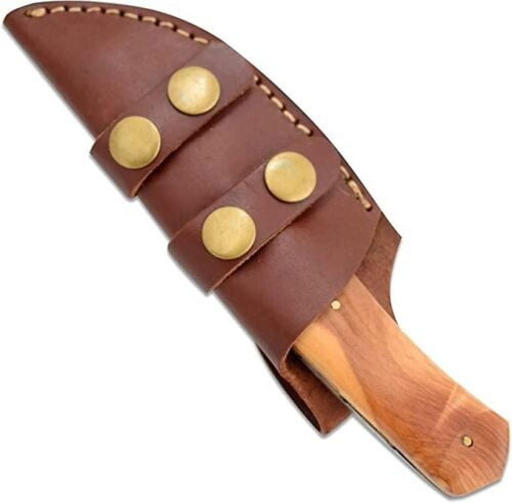 Damascus Steel Blade Razor Sharp Hunting Knife with Leather Sheath