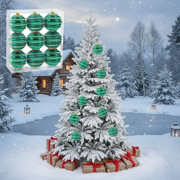 Christmas Ball Decoration Pendant Plastic Powder Ball Painted Ball Christmas Tree Ornaments Hollow Ball