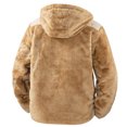 thumbnail image 4 of WTOBBY Men's Stand Collar Lambskin Jacket, Hooded Casual Cardigan Coat, Soft Fleece Lined Outdoor Wear for Cool Weather and Daily Comfort,Khaki XL, 4 of 4