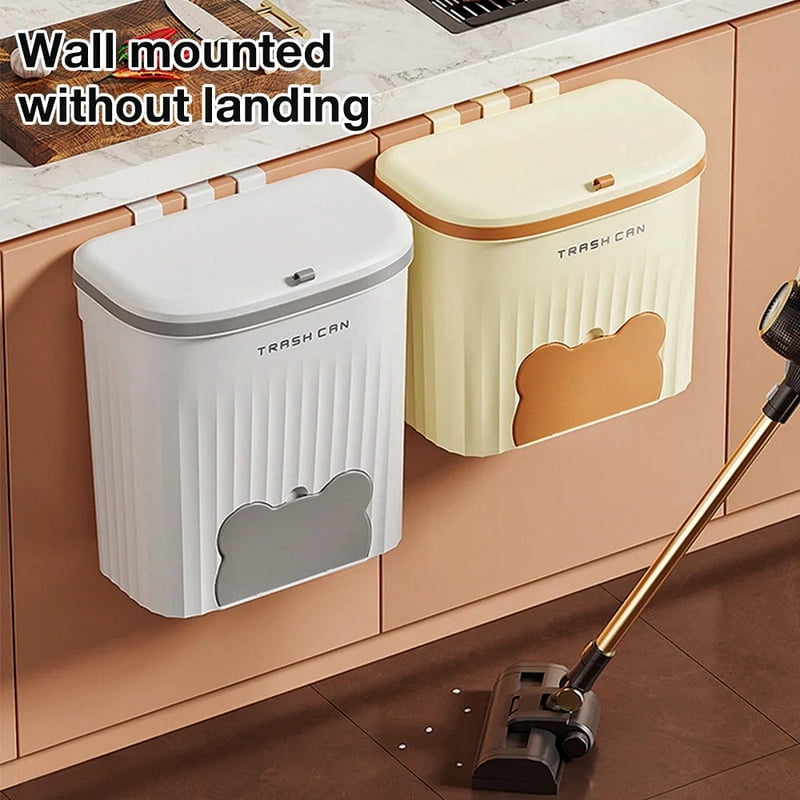 Totoro Hero Kitchen Trash Can Wall Mounted Trash Can With Lid Bathroom Trash Bin Garbage Can for Cabinet Under Sink Compost Bin Wastebasket