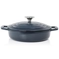 thumbnail image 3 of MegaChef 2 Quart Round Enameled Cast Iron Braiser Pan (Dark Blue), 3 of 4