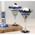 thumbnail image 4 of Crafted Creations Set of 2 Green Floral Hand Painted Margarita Stemware Glasses 12 oz., 4 of 7