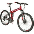 thumbnail image 4 of Folding Mountain Bike Eurobike G4 Full Suspension 17 inch Frame 26 Inch Wheels 21 Speed Dual Disc Brakes Foldable Bicycle Bikes for Adults and Teens Red, 4 of 10